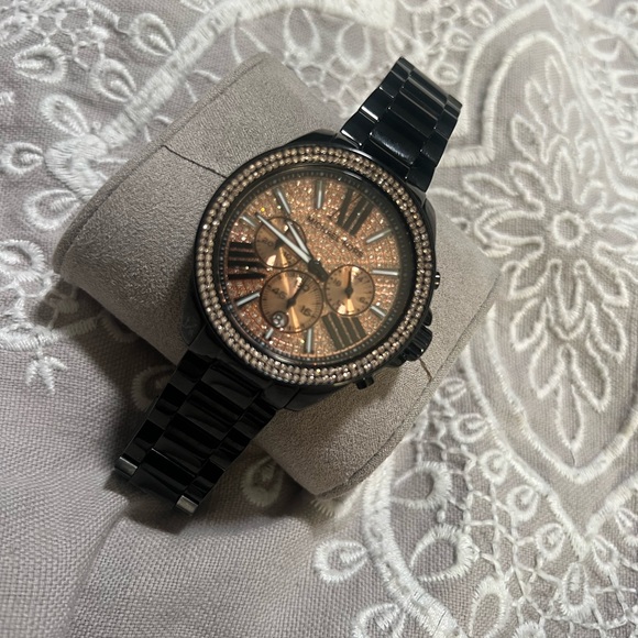 Women’s Michael Kors Black and Rose Gold Chronograph Watch - Picture 3 of 6